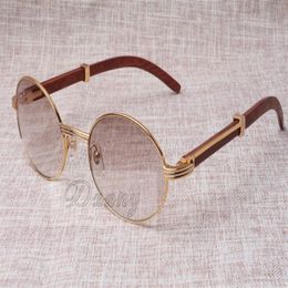 Lunettes de soleil rondes en corne de bétail, en bois, pour hommes et femmes, taille 55-22-135mm242l, 7550178