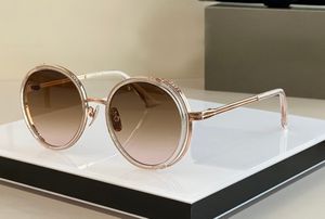Lunettes de soleil rondes cristal or métal/marron ombré femmes lunettes lunettes de soleil Occhiali da sole UV400 lunettes avec boîte