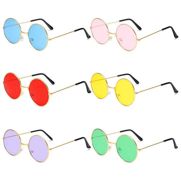 Lunettes de soleil rondes Tradons de couleur éblouie verres à cadre rond Couleur Lenues Prince héritiers Lunes