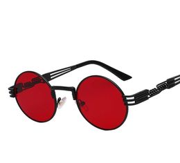 Lunettes de soleil rondes Gothic Sampunk Sunglasses Men Femmes Metal Reploweglasses Shades Brand Designer Sun Verres Miroir de haute qualité 5968906
