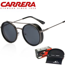 Lunettes de soleil rondes hommes femmes Carrera marque Designe gothique Steampunk lunettes de soleil alliage cadre Punk conduite lunettes de soleil pour hommes UV400