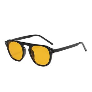 Lunettes de soleil rondes femmes hommes Vintage jaune noir lunettes de soleil de créateur monture ovale nuances femmes dames UV400