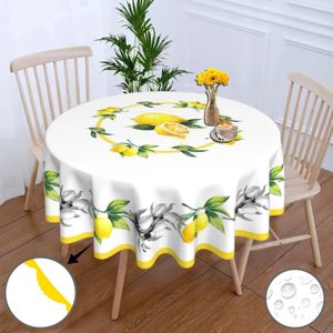 Ronde tafelkleed waterbestendig morsenbestendig wasbare polyester tafelkleed decoratieve stofdeksel voor eetfeest 240428