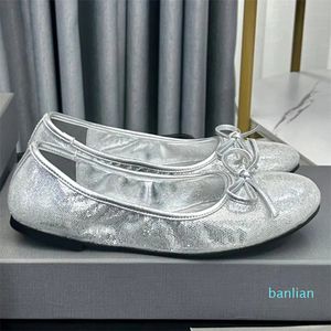 Ronde teen bovenste knoop versleten effect zwarte zool herfst zachte comfortabele bodem designer ballet flats rubberen zool