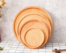 Ronde houten plaat schotel dessertplaat sushi schotel fruit schotel schotel thee server hotel lade cup houder kom pad servies aanpassen SN3828