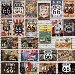 Route 66 Letrero de chapa de metal Shabby Chic Route66 Placas de metal para pared Artesanía casera Café Música Bar Decoración de garaje Póster vintage Decoración artística personalizada Tamaño 30X20 CM w01