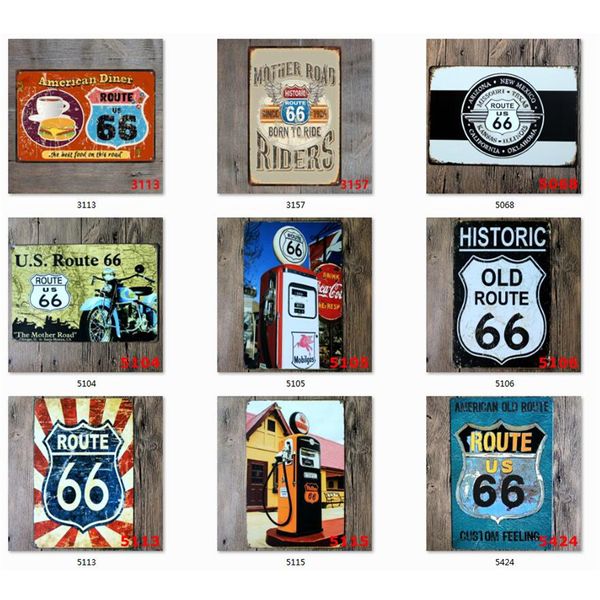 ROUTE 66 Cartel de chapa Placa de metal Pintura de hierro Pared de habitación para niños Bar Café Hogar Arte Artesanía Decoración 30X20CM JK2006XB