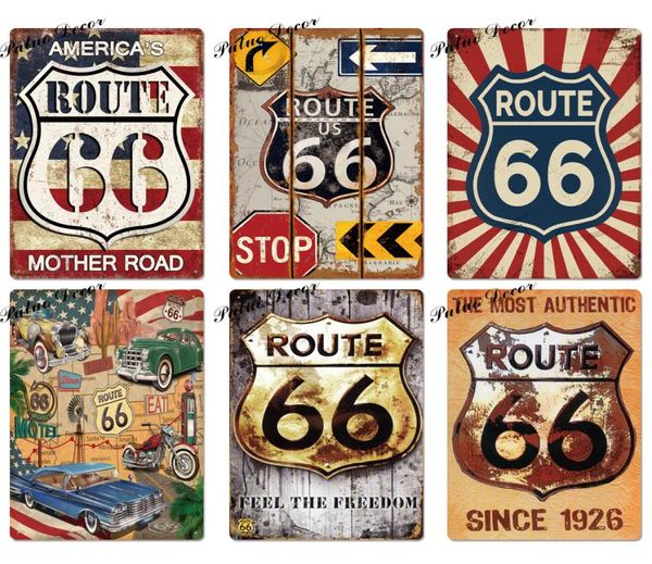 Route 66 Signe en étain Vintage Metal Sign plaque Métal Métal Vintage Retro Garage Mural Decor for Bar Pub Club Man Cave Gas Station4834931