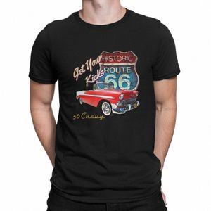Route 66 TShirt 1956 Chevy Bel Air Car Street Hot Rod Antique élégant Polyester T-shirt surdimensionné hommes T-shirt Ofertas Trendy S1fM #