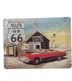 Route US 66 The Mother Road Retro Retro Vintage Metal Tin Sign Poster For Man Cave Garage Shabby Chic Wall Sticker Cafe Bar Home Decor7070411