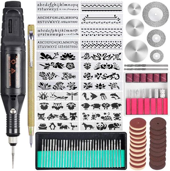 Kit d'outils de gravure électrique, routeur 108 pièces, Mini graveur filaire multifonctionnel, stylo de gravure, ensemble d'outils rotatifs de bricolage