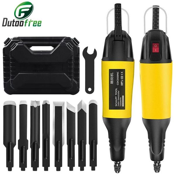 Enrutador 50W Juego de máquina de grabado para carpintería Cuchillo para tallar eléctrico Cuchillo cincel Cuchillo para tallar Cincel Herramienta para tallar madera con caja