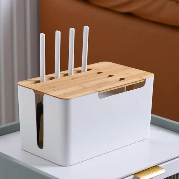 Caja de almacenamiento de enrutador Organizador de estuche de almacenamiento de cables Organizador de alambre a prueba de polvo para la computadora del televisor de escritorio para cubrir las tiras de alimentación cables