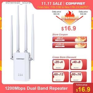 Enrutadores 1200Mbps Repetidor WiFi 2.4G / 5.8G Enrutador inalámbrico Repetidor Extensor de señal de largo alcance Amplificador potente 802.11AC Wi-Fi Booster Q231114