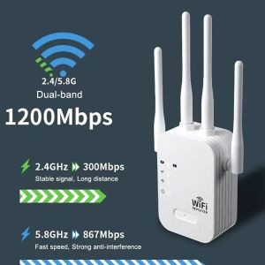 Routers 1200 Mbps WiFi Repeater Wireless Extender WiFi Booster 5G 2.4G Amplificateur de réseau à double bande Signal à longue portée Router WiFi Home