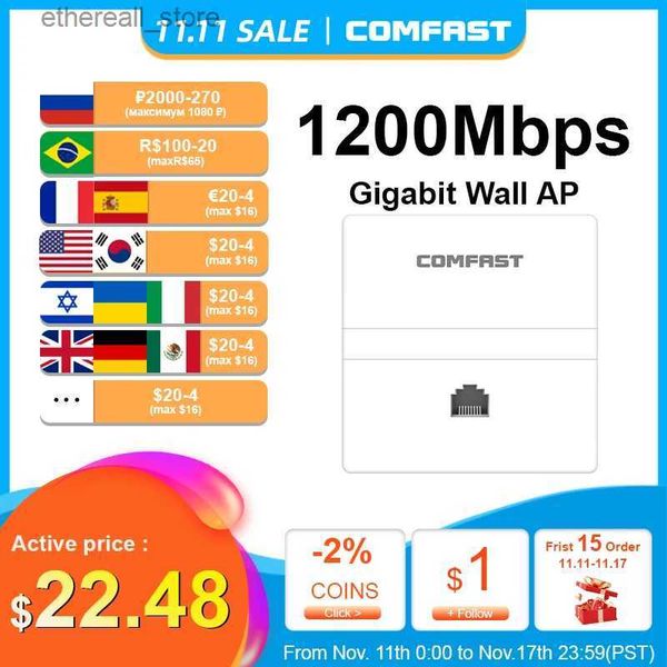 Routeurs 1200Mbps sans fil double bande dans le mur AP 2.4 + 5.8Ghz Gigabit Ethernet Point d'accès 802.11 AC hôtel maison RJ45 Lan routeur répéteur Q231114