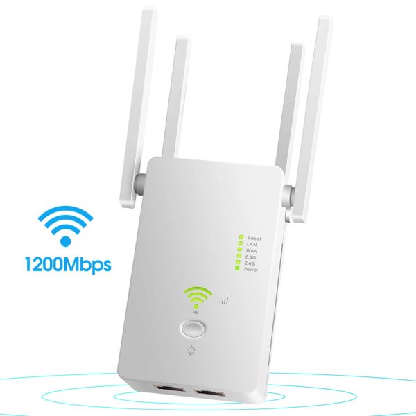 Routers 1200 Mbps Repréion WiFi sans fil Booster Dualband 2,4G 5G WiFi Extender 802.11n Gigabit WiFi Amplificateur WPS Router