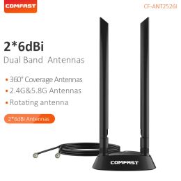 Routeurs 2 * 6DBI Câble d'extension d'antenne à double bande 1,2 m de longueur SMA Base magnétique WiFi pour l'adaptateur de routeur PCIe Wireless Network Carte