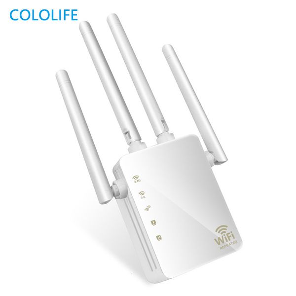 Enrutadores 300/1200Mbps Banda dual AC Inalámbrico 2.4G / 5G Repetidor Wifi 4 Antenas altas Puente Enrutador Amplificador de señal Punto de acceso con cable 230506