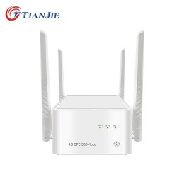 Routers 300 Mbps 4G WiFi Router Sim Card Wireless Modem Outdoor Lte WiFi Bridge 5DBI 4 Externe antennes Netwerken WAN/LAN -routers