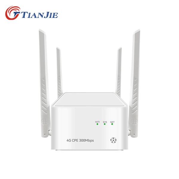 Routers 300 Mbps 4G Routeur WiFi Carte SIM Modem sans fil LTE WiFi Bridge 5DBI 4 Antennes externes Réseautage WAN / LAN Routers