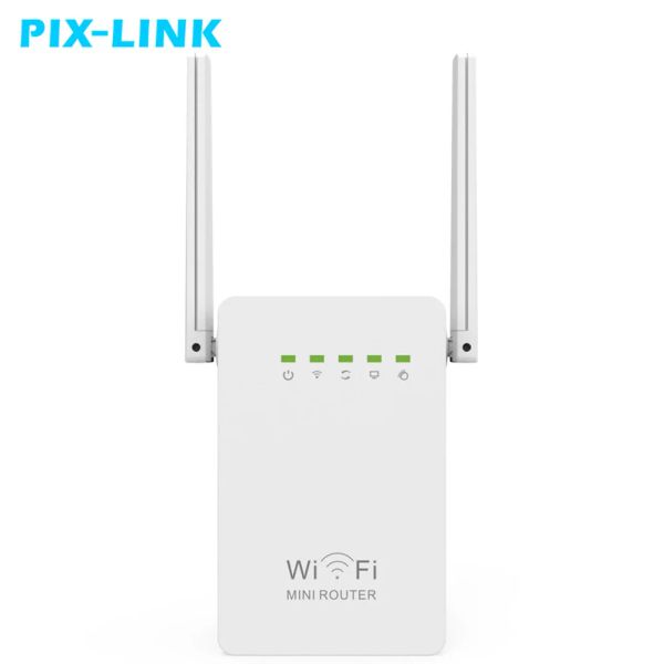 Routers 300 Mbps Mini Router WiFi Réseau de répétiteur Réseau d'extension à longue portée Bridge unique Double Antennes externes Mode AP WR02ES