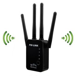 Routers 300 Mbps Pixlink Router sans fil Router WiFi Extender Booster WiFi Repeater Network Signal Booster Antennas Facile Configuration WR17