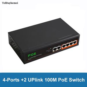 Routers 4 Poort +2 Uplink 10/100Mbps POE Switch Fast Ethernet Network Switches RJ45 LAN Hub voor IP -camera/draadloze AP/WiFi -router