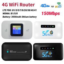 Routers 4G / 5G Router LTE sans fil 150 Mbps Pocket portable Couleur WiFi LCD Affichage SIM Card WiFi Mobile Hotspot Batter