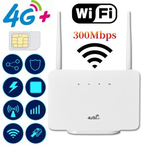 Routers 4G LTE CPE Router sans fil 4G Modem 300 Mbps RJ45 LAN WAN Antenne externe WiFi Hotspot WiFi avec emplacement pour carte SIM pour la maison