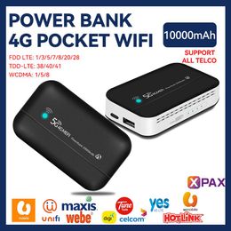 Routers 4G LTE Mobile Router Typec USB Hotspot Portable Power Bank WiFi met 10000mAh PW100