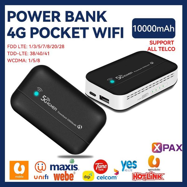 Routers 4G LTE Router mobile Typec USB Hotspot PORTABLE BANQUE WIFI avec 10000mAh PW100