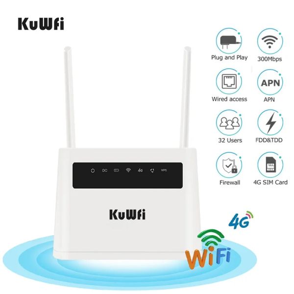 Routeurs 4G LTE Router High Spee Spee Wireless WiFi Router Cat4 150 Mbps Batterie intégrée avec le port LAN RJ45 et SIM Card Slot Slot 32 Utilisateur