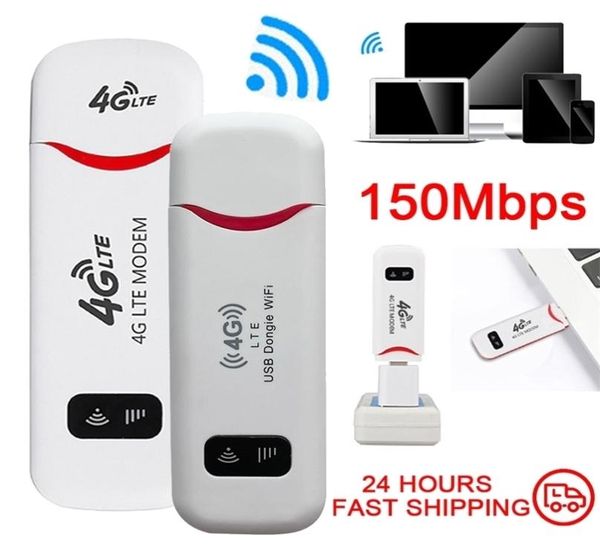 Enrutadores Enrutador 4G LTE Dongle USB inalámbrico Banda ancha móvil 150Mbps Módem Stick Tarjeta SIM Adaptador WiFi USB Tarjeta de red inalámbrica Ada5462712