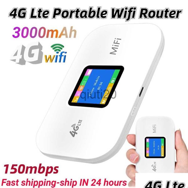 Routeurs 4G LTE Routeur sans fil Wifi Modem portable Mini poche extérieure Mifi 150Mbps Sim Card Slot Répéteur 3000mAh Dongle Drop de Dhjcq