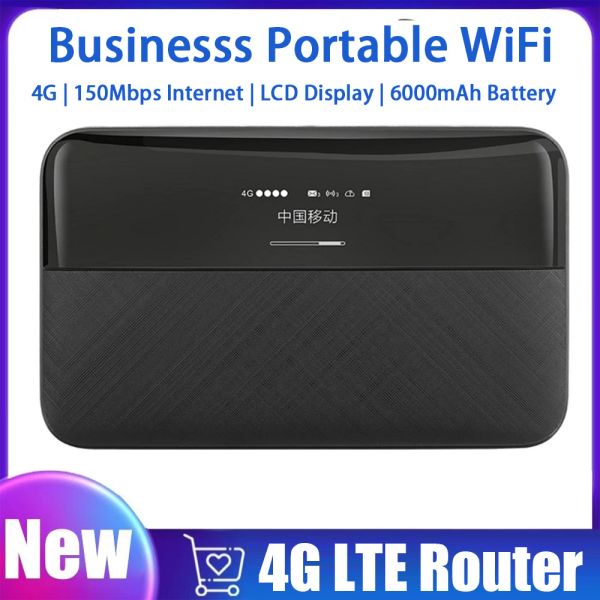 Routeurs 4G LTE Router Wireless WiFi WiFi Modem Portable Mini Router WiFi mobile WiFi Hotspot 150 Mbps avec répéteur de machines à sous SIM Card 6000mAH