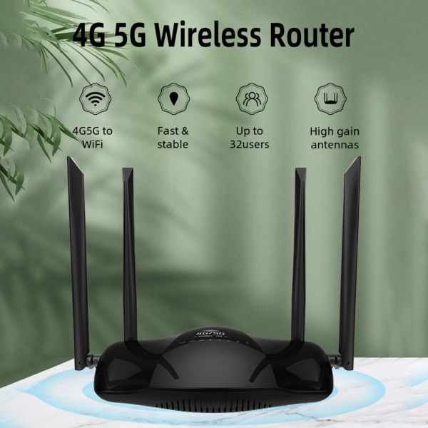 Routers 4G LTE WiFi Router 300Mbps 3Lan VPN CPE Módem inalámbrico 5G Mifi SIM Tarjeta SIM con 4 enrutador de red portátil de antena para 32 usuarios de wifi