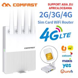 Routers 4G Sim Card WiFi Router 4G LTE CPE 300 Mbps Cat4 32 WiFi -gebruikers Plug and Play 4 Antenne RJ45 Wan Lan Indoor Wireless Modem Hotspot
