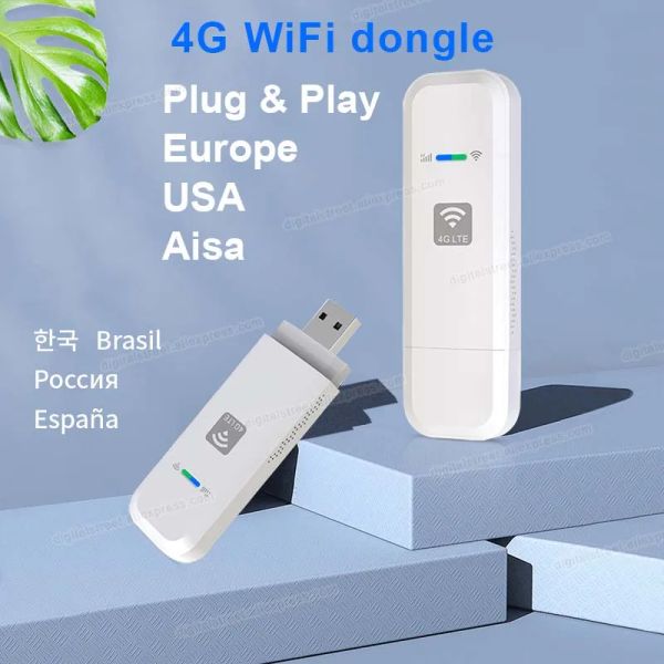 Routers 4G Wifi Router Lte Dongle Mobile Wireless Wireless LTE USB Modem Dongle Nano Sim Tarjeta Slot Puerto de antena opcional