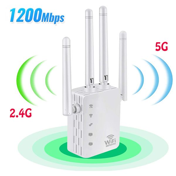 Routeurs 5 Ghz WIFI Booster Répéteur Sans fil Wi fi Extender 1200 Mbps Amplificateur réseau 802.11N Signal longue portée Wi-Fi Repétidor 230725