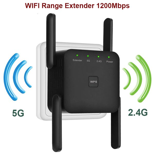 Routers 5 GHz WiFi Extender à longue portée Wi-Fi sans fil Booster AC1200 Adaptateur 1200 Mbps Amplificateur 80211n Wi Fi Signal Repeneur 230812