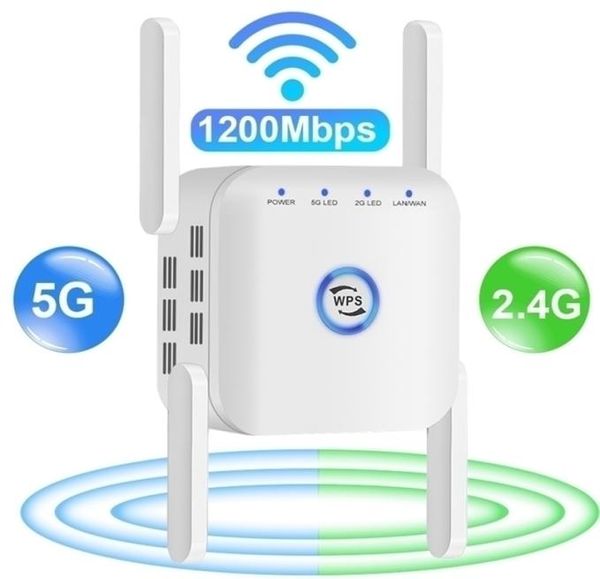 Enrutadores 5G Wifi Extender Repetidor inalámbrico 1200Ms Router Booster 24G Amplificador de señal Wi-Fi de largo alcance 2211032133934