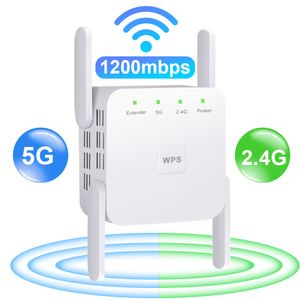Routers 5G WiFi Repeater Wifi Amplifier Signal Extender Network Wi fi Booster 1200Mbps 5 Ghz Long Range Wireless Wi-fi 221114