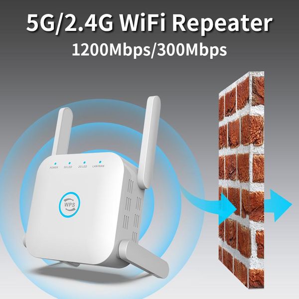 Routers 5G WiFi Signal Amplificateur WiFi Repeater Extender 1200 Mbps 300 Mbps longue portée de 2,4 GHz Router Router 4 Mode AP Antenne