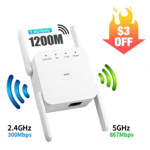 Routers 5 Ghz Wifi Repeater Draadloze Wi-Fi Booster 1200 Mbps Wifi Versterker 802.11AC Router 2.4G Signaal Long Range Extender 230725