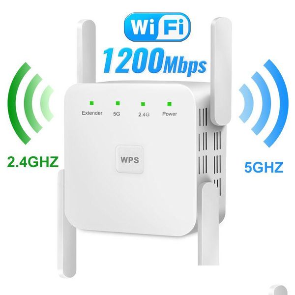 Enrutadores 5Ghz Repetidor Wifi inalámbrico 1200Mbps Amplificador de enrutador 2.4G Extensor de largo alcance 5G Amplificador de señal Wi-Fi 221019 Drop Delivery Co Otlub