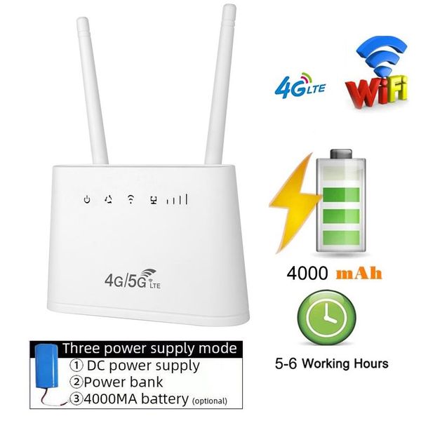 Routers B311 Desbloqueo de 4000 mAh Batería inalámbrica CPE LTE Modem USB de banda ancha USB Enrutador Wifi con tarjeta SIM Hotspot 32User RJ45 LAN/WAN