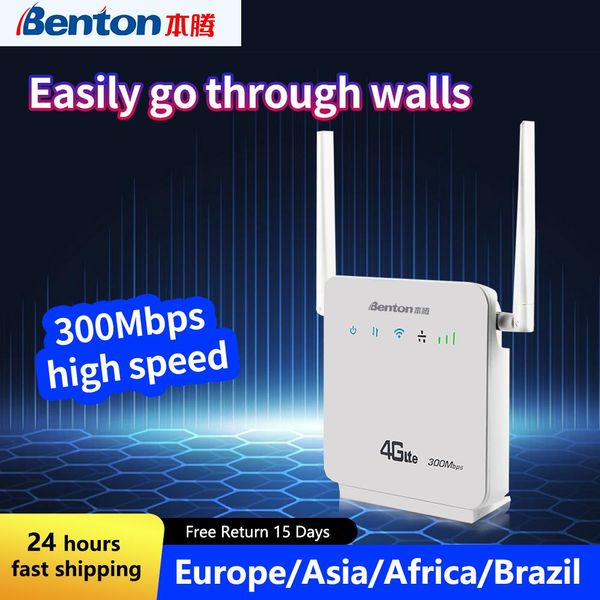 Routeurs Benton D921 Home Portable Wiless WiFi WiFi Router 4G Adaptateur LTE Adaptateur Déverrouillé CPE VPN WPS 300Mbps Cat4 avec carte SIM