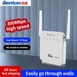 Routers Benton D921 Unlock 300M s Cat4 Home Wifi Wireless Router 4G LTE CPE With Sim Card Slot WPS Function External Antennas Repeater 230323