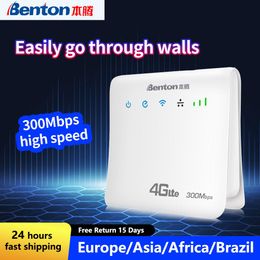 Routers Benton Desbloqueo 300Mbps 4G+ LTE Cat4 Mobile Wireless Router CPE Enterprise Industrial Repeater 32 Usuarios Módem de adaptador de red WiFi
